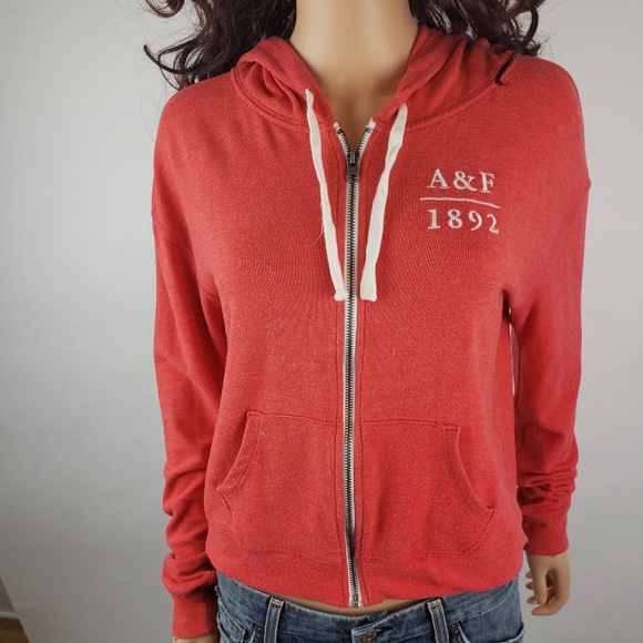 Abercrombie & Fitch Tops - Abercrombie Red Hoodie Sweatshirt Lightweight sz M